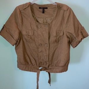 BCBGMaxAzria Linen Crop Jacket